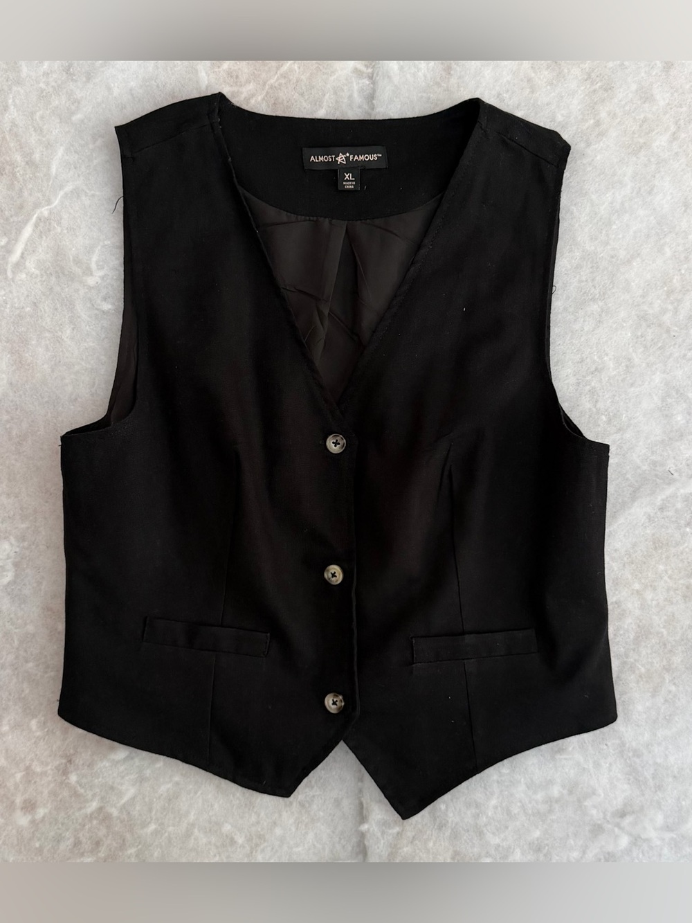 Almost Famous Black Button Front Vest (SKU807)